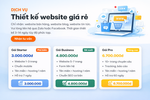 Thiết Kế Website Trọn Gói Chuẩn SEO - Bàn Giao Là Chạy Ngay Chỉ Từ 3 Triệu!