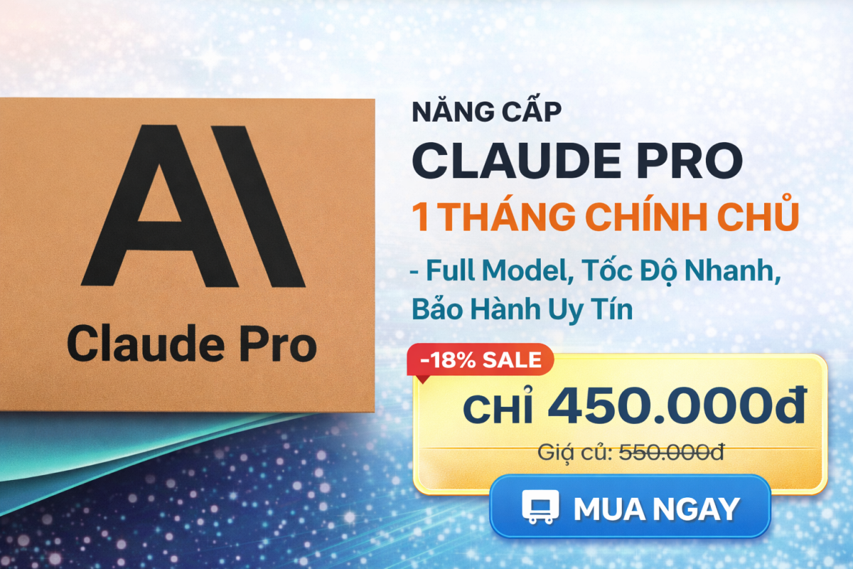 Claude Pro 1 Tháng Chính Chủ – AI Mạnh Mẽ, Full Model, Giá Tốt Tại Dungthu.com
