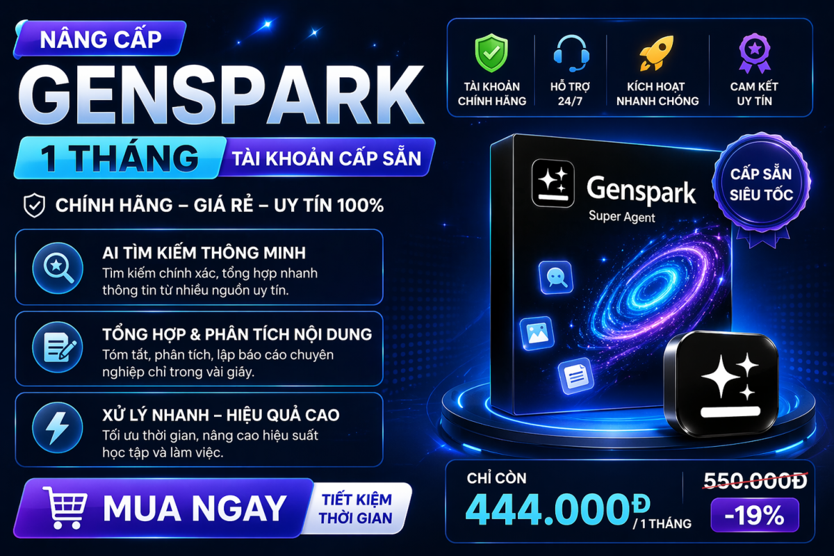 Genspark 1 Tháng – Công Cụ AI Đáng Thử Cho Người Muốn Tìm Nhanh, Làm Gọn, Xử Lý Việc Thông Minh Hơn