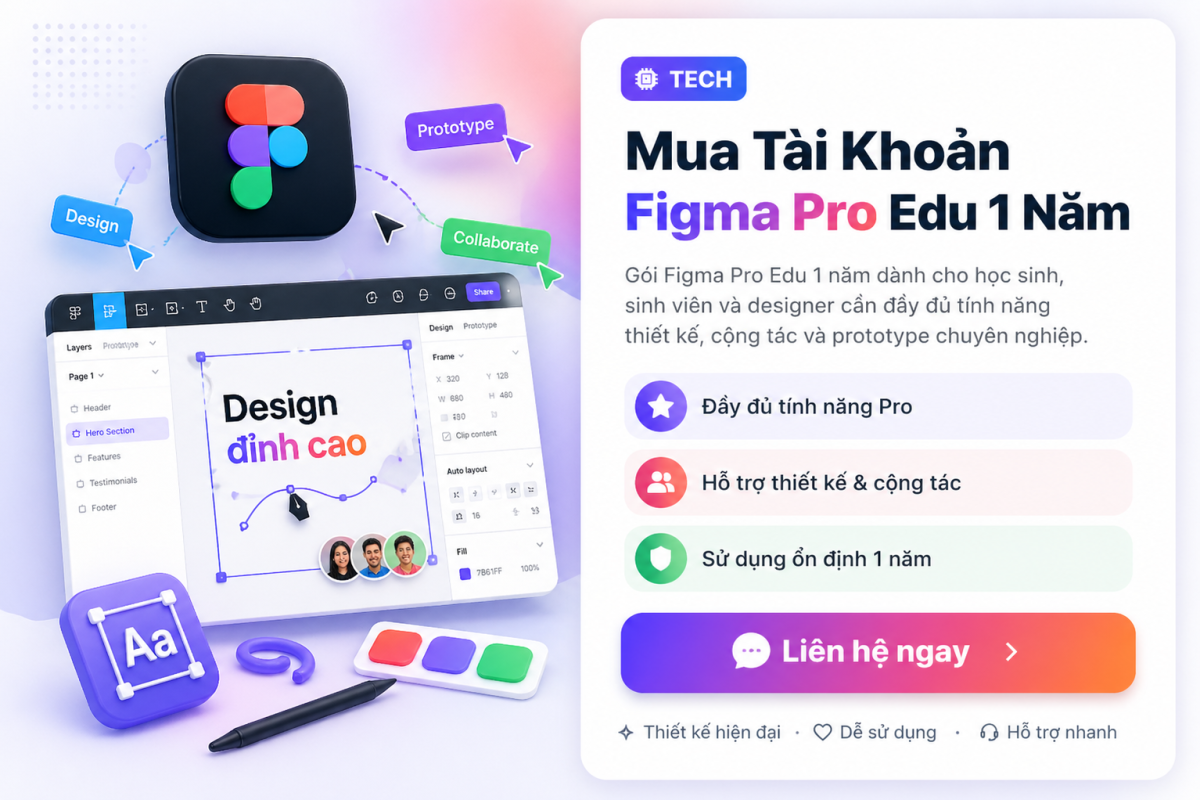 Figma Pro Edu 1 Năm – Món Đầu Tư Nhỏ Cho Người Muốn Học Design Tử Tế Và Làm Portfolio Xịn Hơn