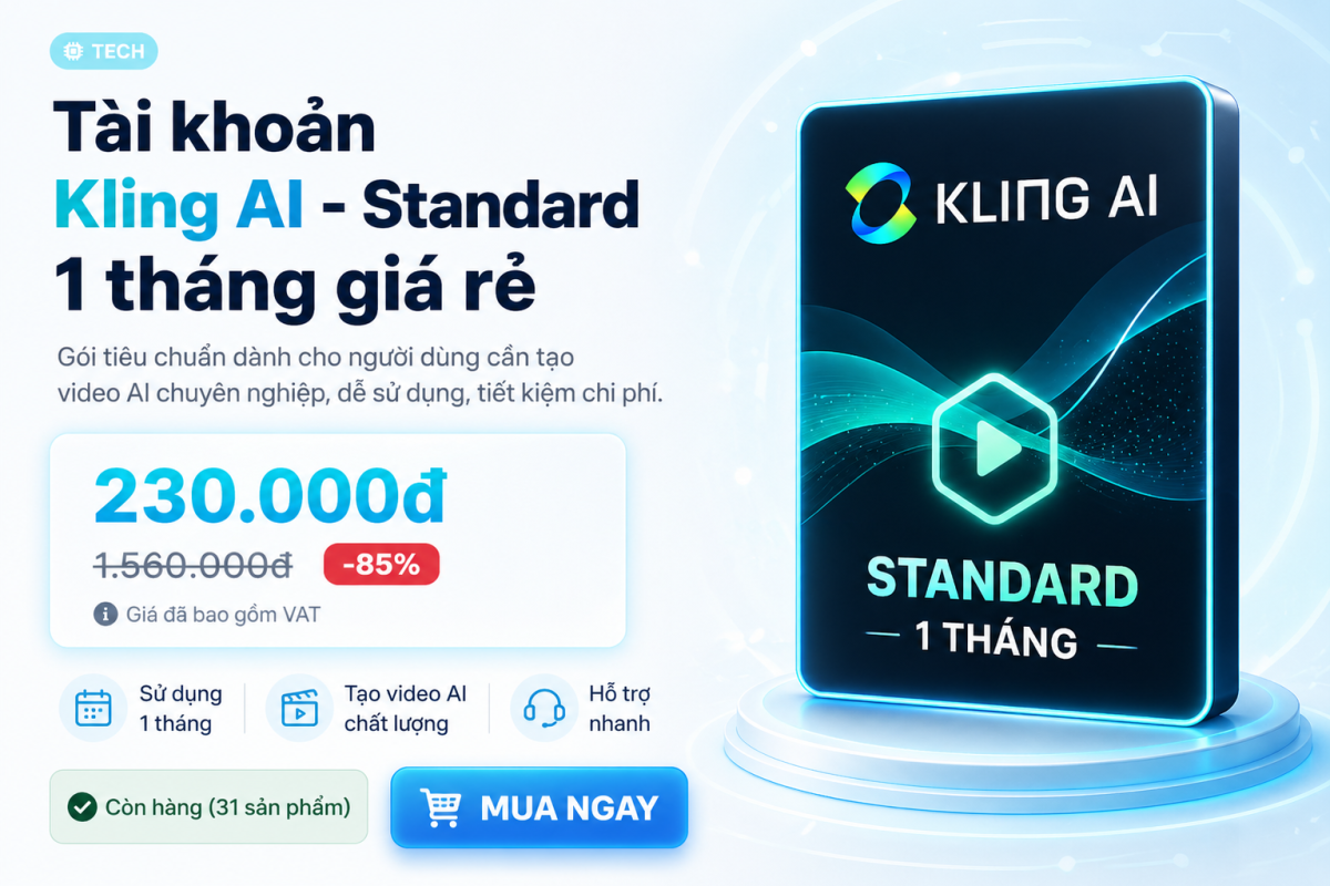 Tài khoản Kling AI Standard 1 tháng giá rẻ – Tạo video AI chuyên nghiệp cho người làm nội dung