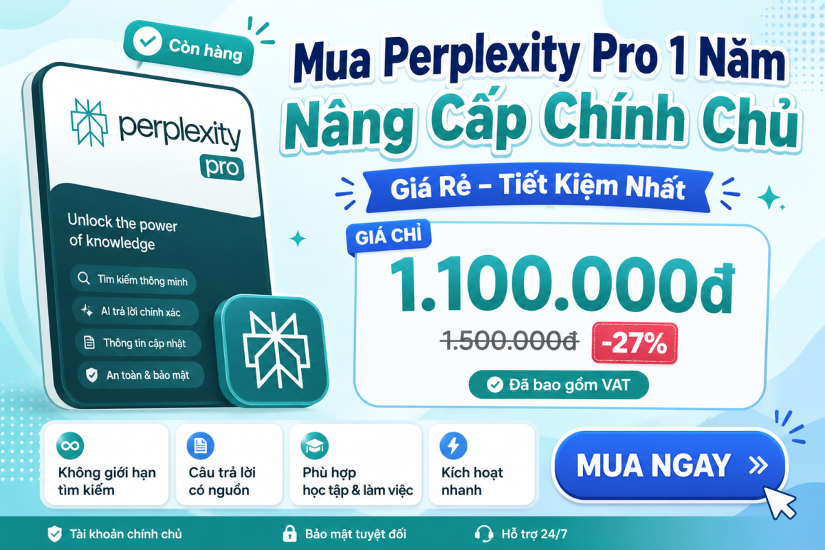 Perplexity Pro 1 Năm Giá Rẻ – Công Cụ AI Tìm Kiếm Thông Minh Cho Học Tập Và Công Việc