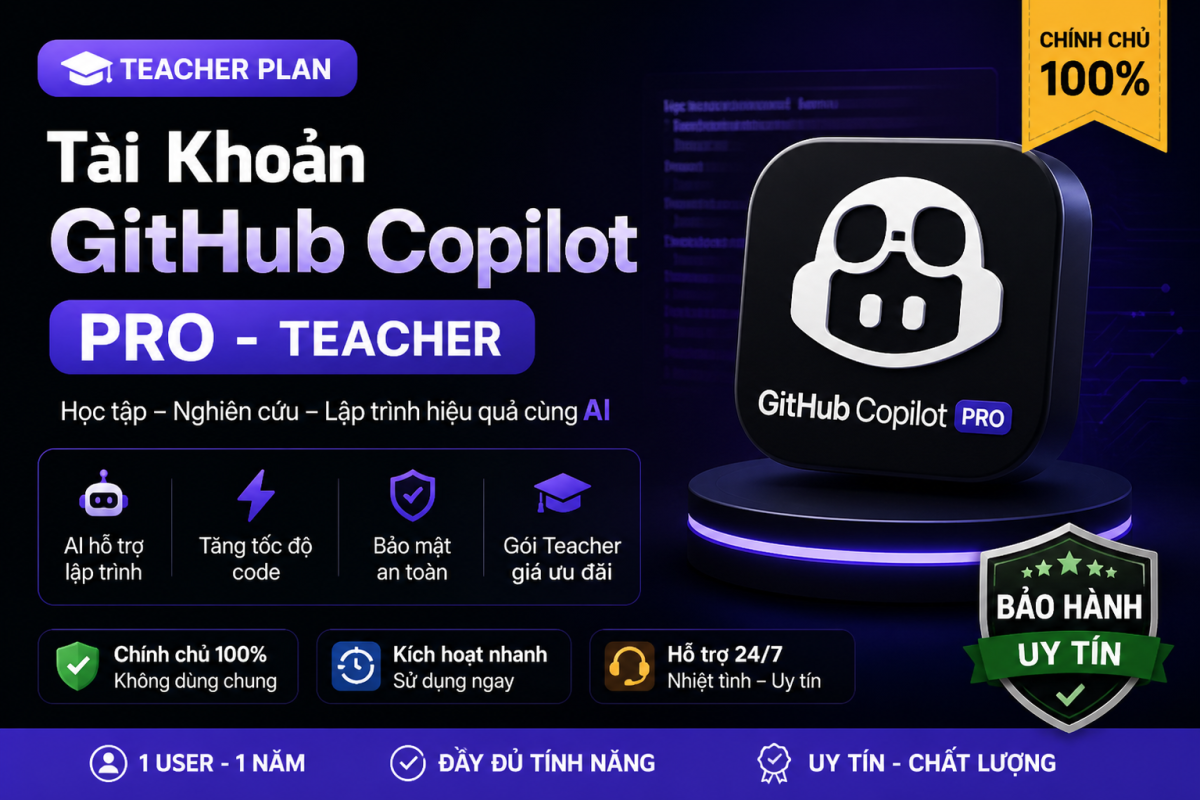 Tài Khoản GitHub Copilot PRO Teacher – Trợ Lý AI Code Cho Lập Trình Viên