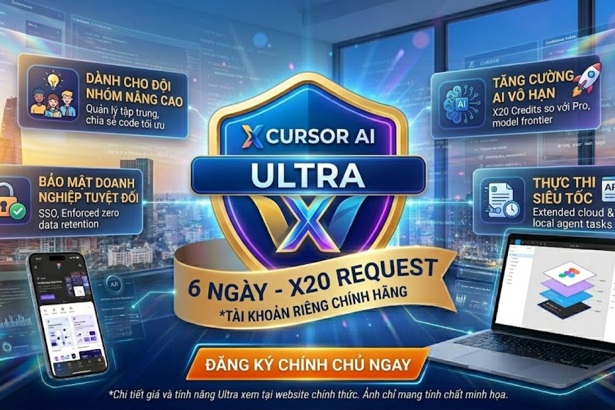 Cursor AI ULTRA 6 Ngày – X20 Request So Với Pro | Tài Khoản Riêng Chính Hãng