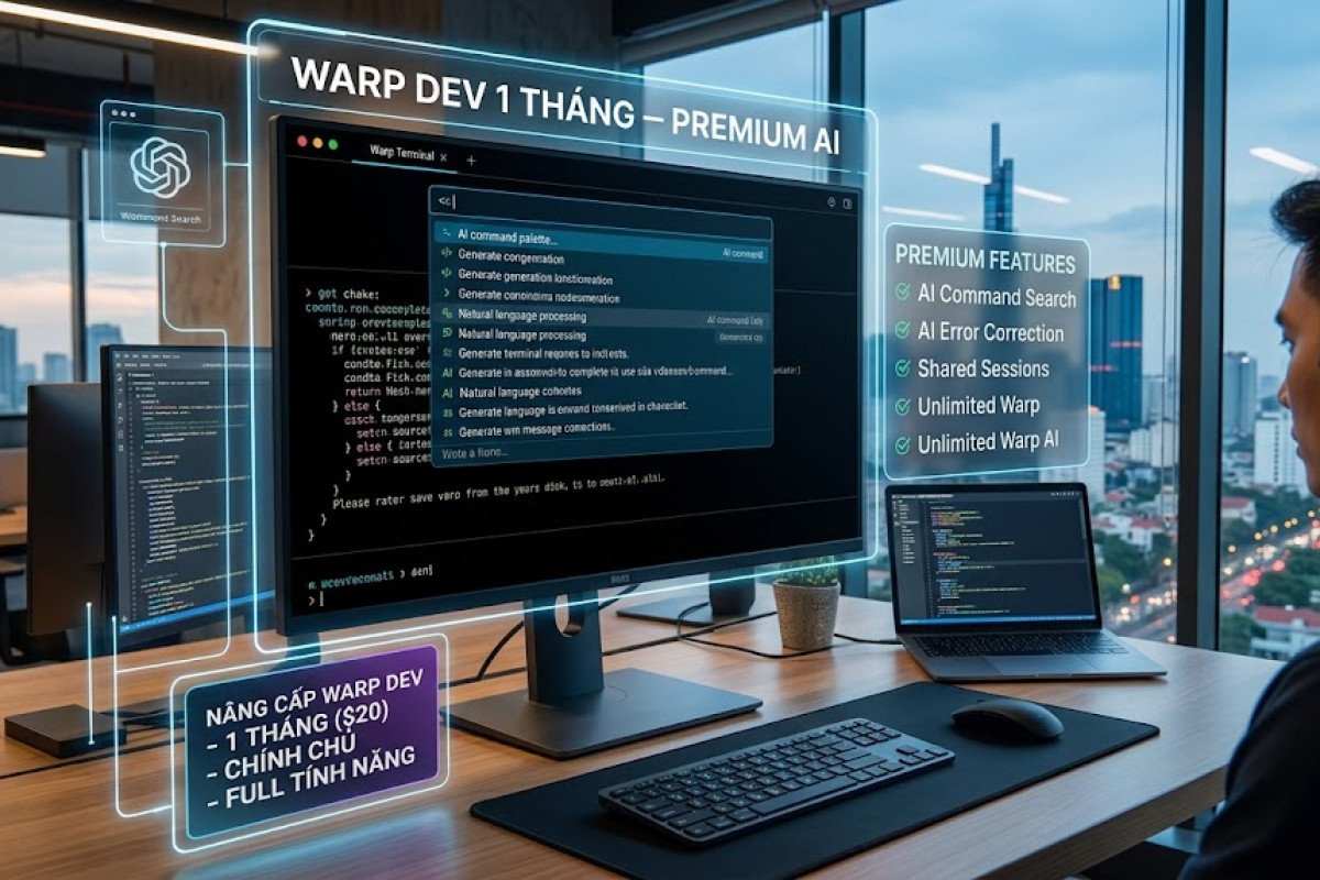Nâng Cấp Warp Dev Chính Chủ 1 Tháng ($20) – Terminal AI Cao Cấp, Full Tính Năng