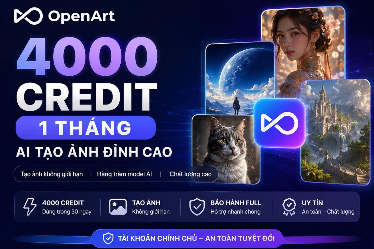 Tài Khoản OpenArt 4000 Credit 1 Tháng – AI Tạo Ảnh Đỉnh Cao, Bảo Hành Full