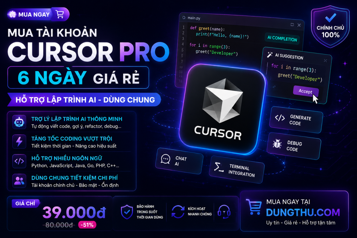 Cursor Pro Giá Rẻ 6 Ngày Dùng Chung