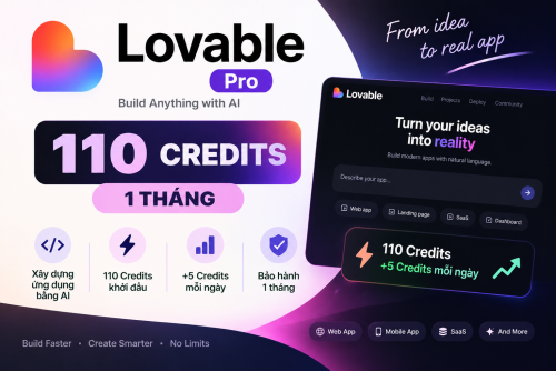 Tài khoản Lovable Pro 110 Credits 1 Tháng Giá Rẻ